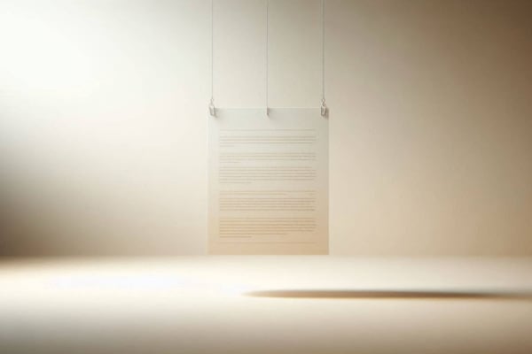 Une fiche d'information suspendue par un fil